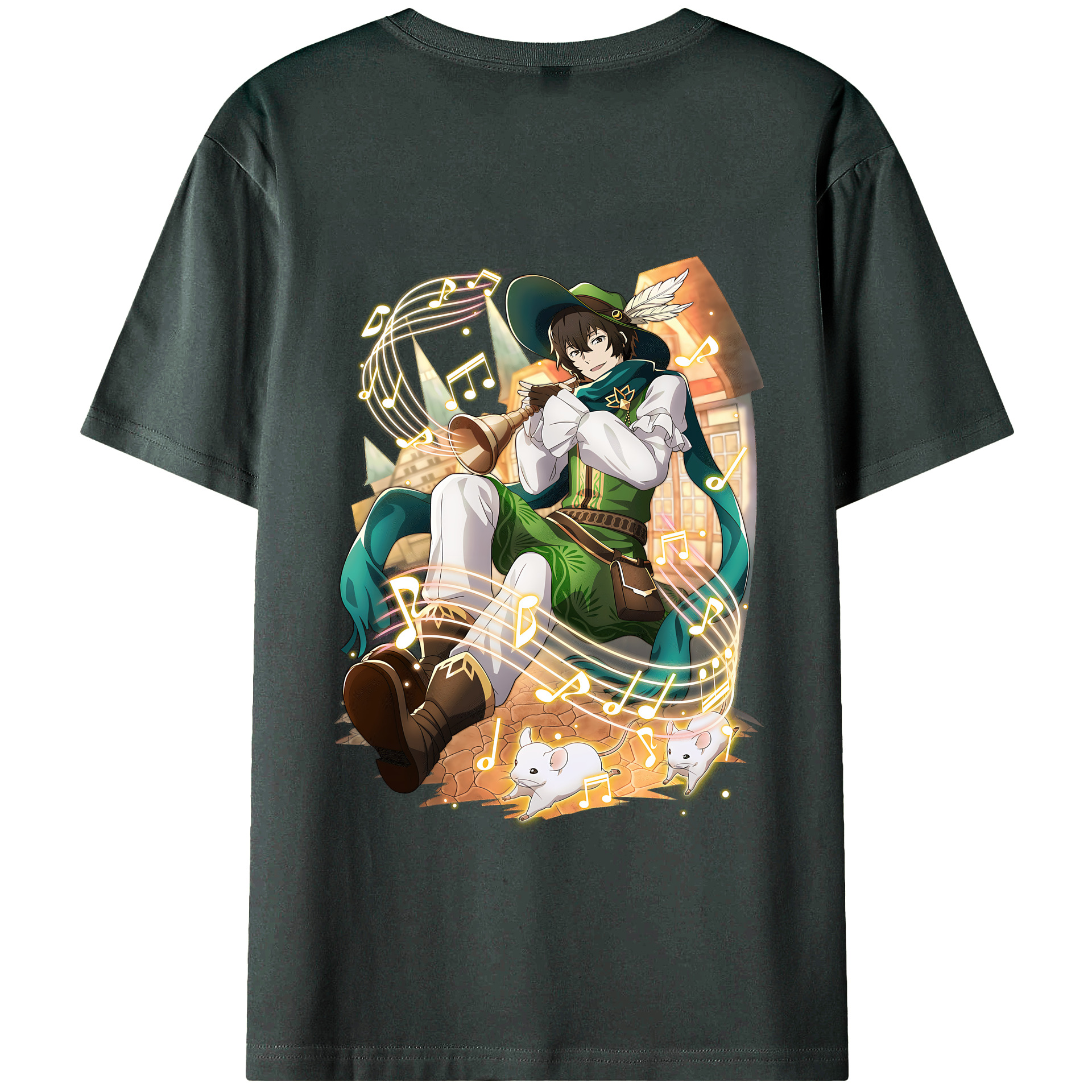 （画像用） 文豪ストレイドッグス Bungo Stray Dogs 綿100％ メンズ半袖Tシャツ（バックプリント） 通気性